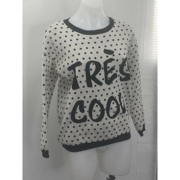 forever 21  Print Polka Dot Sweater Medium Long Sleeve Round Neck - Picture 1 of 10